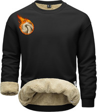 Mens Crewneck Sweatshirt Sherpa Fleece Lined Pullover Casual Winter Warm Heavywe