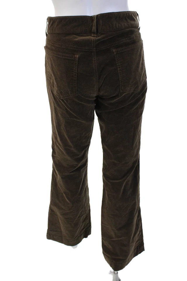 Женские хлопковые бархатные брюки Ramy Brook с карманами расклешенные штанины коричневые размер 29 - Изображение 3 из 4