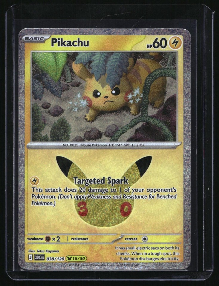 2026 Pokemon 30th Celebration Pikachu Pikachu Rare Holo # Pokemon 30th Celebration Pikachu 16/30 Pikachu Rare Holo #038/128