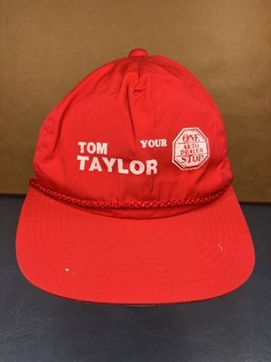 Vintage Tom Taylor One Stop Auto Dealer Red SnapBack Speedway Hat