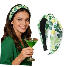 St. Patrick's Day Headbands for Women Green Shamrock Clover Wide Festival-6