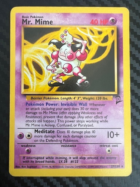 Pokémon TCG Mr. Mime Base Set 2 Unlimited Rare Card 27/130 MP
