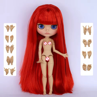 Neo Blythe Doll Matte Face Big Lips Red Hair Wig Eyes 4 Color Fashion Toys Gifts