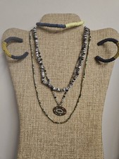2 Beaded Necklaces, PENDANT NECKLACE, EARRINGS & Beaded Bracelet
