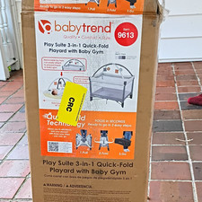 Baby Trend Play Suite 3-in-1 Quick-Fold Play Yard w/ Baby Gym, Gray 9613