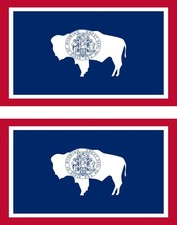2 x Autocollant sticker voiture vinyl drapeau USA americain wyoming