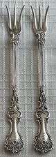 Set of 2 Gorham/Whiting Sterling Silver Pompadour Seafood Cocktail Forks