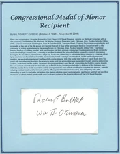 Robert Eugene Bush d2005 signed autograph 3x5 cut USA Navy WWII MOH