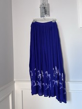 Womens Vintage Whales Friends Horse Print Gauze Crinkle Maxi Skirt Size XL-2XL