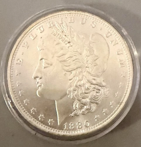 1880 Carson City Mint Uncirculated Silver Dollar Coin GSA Holder