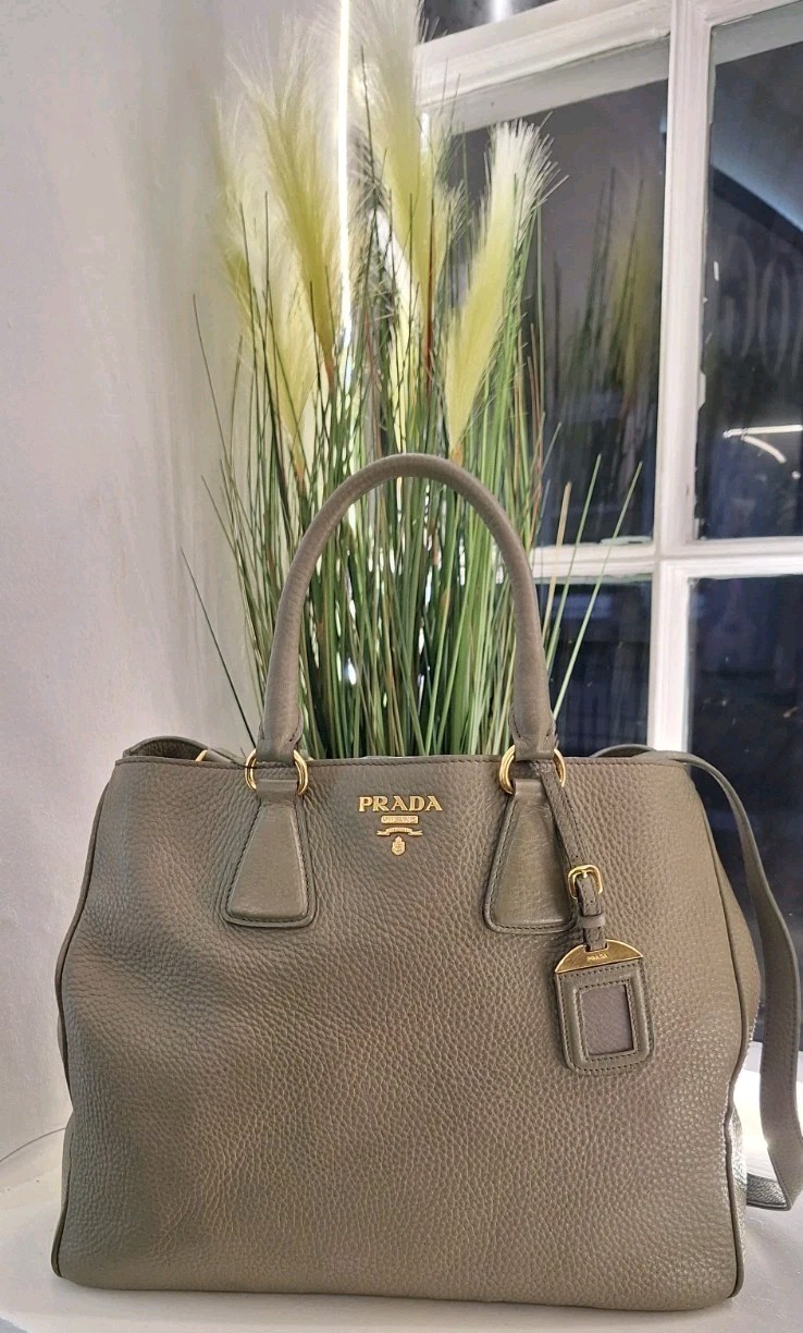 PRADA Beige & Olive Vitello Daino Leather  2way Shoulder Bag RRP £1,895 image 5
