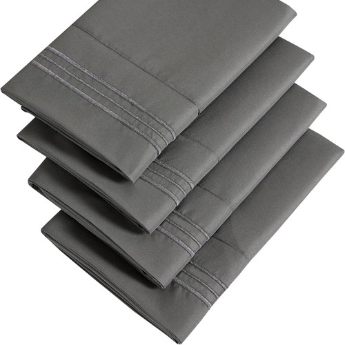 Pillow Cases Standard Size Set of 4, Ultra Soft 1800TC Hotel Quality Double B...