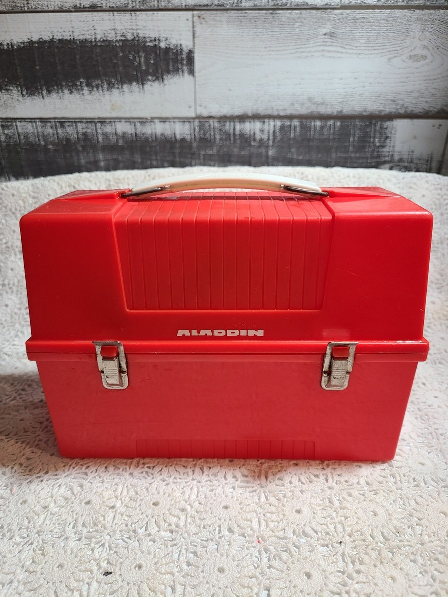 ラスト1点 新品未使用 CLAM BOX クラムボックス MEBEL 超希少 Vintage Aladdin Lunch Box, Red Plastic Dome w/Thermos -Metal