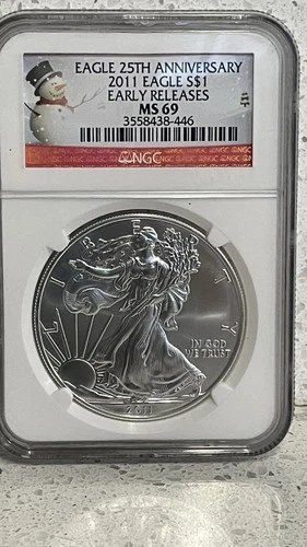 2011 1 oz American Silver Eagle MS-69 NGC 25th Anniversary (ER)