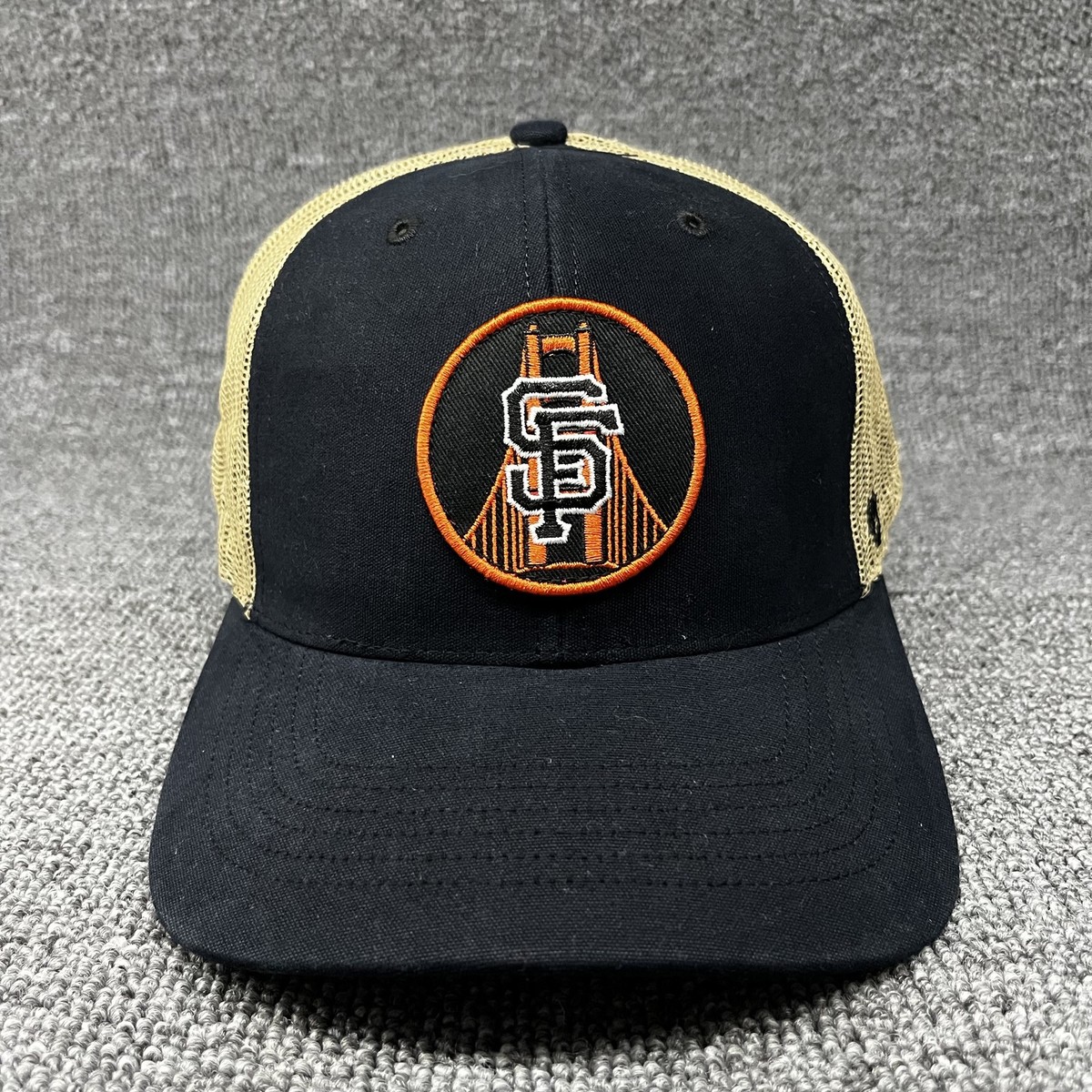 '47 Brand San Francisco Giants Trucker Snapback Hat Black Tan Mesh SF Bridge