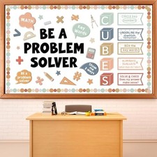 Math Bulletin Board Set Cubes Keywords Math Symbols Paper Cutouts Problem Boho