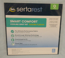 NIP SERTAREST SMART COMFORT COOLING SHEET SET BLUE QUEEN SIZE UP TO 18" WICKING