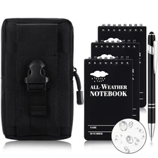 Prudiut 3 × 5" Waterproof Notepad Notebook with Weatherproof Pen and Fabric