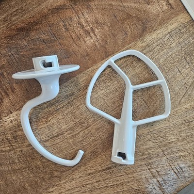 White KitchenAid Stand Mixer Attachments Paddle and Dough Hook Artisan/Classic