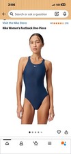 Nike Womens 32 One Piece Swimsuit Navy Blue Crossback Competitive Swimwear 6