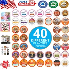 Ultimate Assorted Flavored Coffee Sampler - 40 Gourmet Keurig Compatible Pods