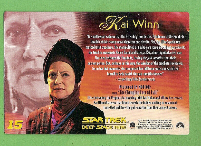#D411. 1999 THE WOMEN OF  STAR TREK HOLOGRAM MAXI CARD #15 KAI WINN