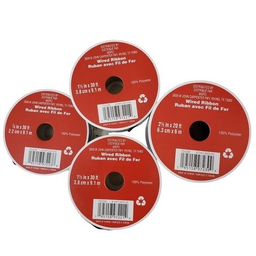(4) Spools of Black & White Gingham Tartan Plaid Wired Ribbon 100% Polyester NEW - Picture 2 of 3