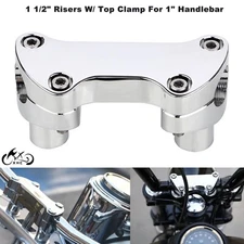 Chrome 1 1/2 inch Riser 1" Handlebar Clamp For Harley Street Bob Super Glide FXD