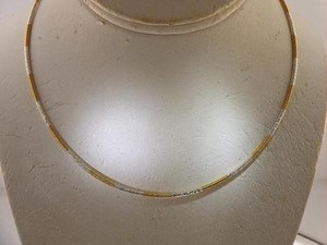 Authentic 2MM ITALIAN 2-TONE 925 SILVER 14K YELLOW GOLD PLATED DC ROUND OMEGA NECKLACE