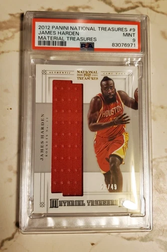 2012 NATIONAL TREASURES MATERIAL TREASURES JAMES HARDEN 28/49 MINT PSA 9 - POP 1