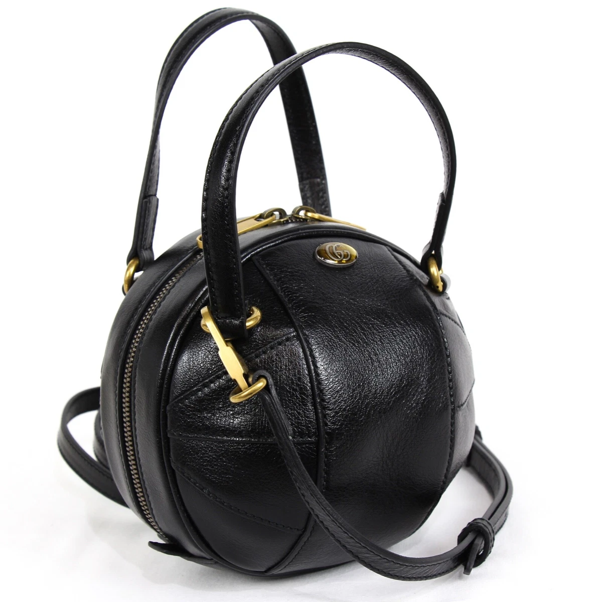 Gucci Black Leather Mini 'Tifosa' Convertible Strap Ball Shoulder Bag