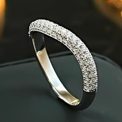 Camellia Full Pavé Flower Ring in 18K Gold Vermeil with Lab Grown White Diamond