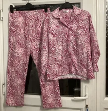 Pyjamas - Light, Dark Pink and White Animal Print Pyjamas Size 10/12