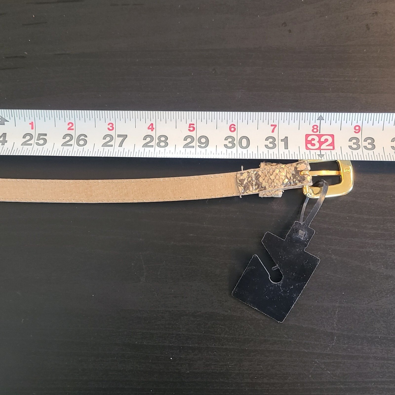 Vintage Accessories by Pearl Snakeskin Print Narrow Belt Leather NEW Sz Small