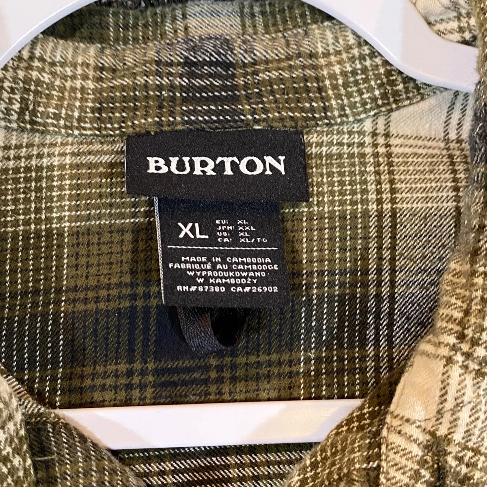 burton plaid flannel button up skiing snowboarding l/s shirt