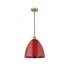 Innovations Edi Ply Dome 12" 1-Lt Mini Pendant, BB/Red - 616-1P-BB-MBD-12-RD