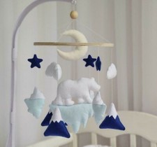 Baby mobile polar bear on iceberg tonal nursery mobile nursery decor