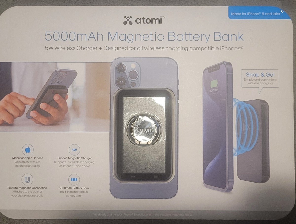 Atomi Magnetic Charging 5000mAh Battery Bank For Iphone