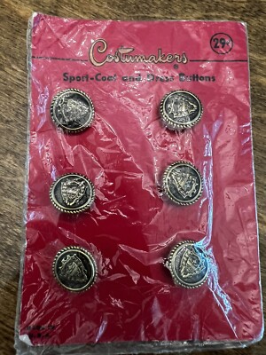 6 Vintage Metal Buttons ~ 1- 3/8'' ~ Raised Leaves ~ Metal Shank