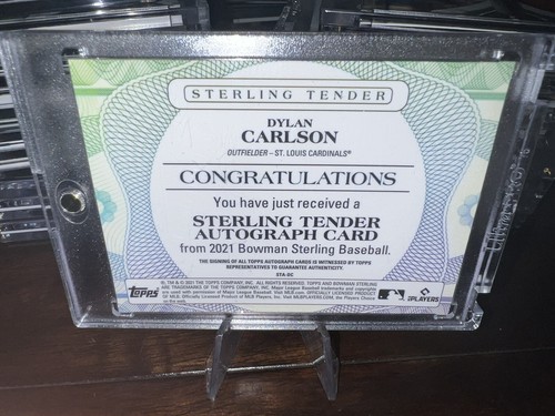 Autógrafo Bowman Sterling Tender 2021 Dylan Carlson radiocontrol 76/99 St. Louis Cardinals - Imagen 2 de 2