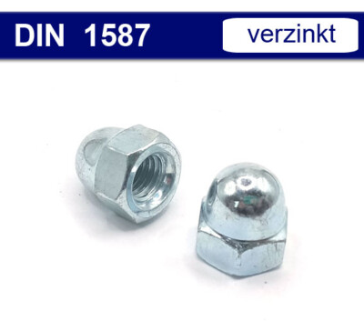 DIN 1587 Sechskant-Hutmuttern M16 - 25 Stück Galvanisch Verzinkt