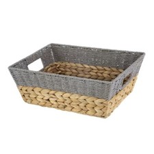 Better Homes  Gardens Small Storage Basket with Handles, Gray and Natural