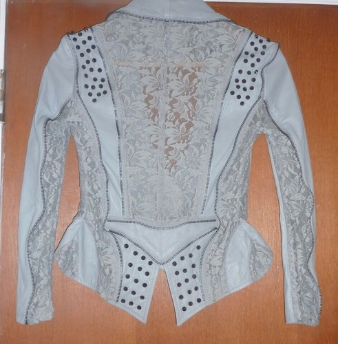 ARROGANT CAT 'DAWN LABEL' QUIRKY LEATHER/LACE JKT - SIZE P - GOOD ORDER - Foto 3 di 11