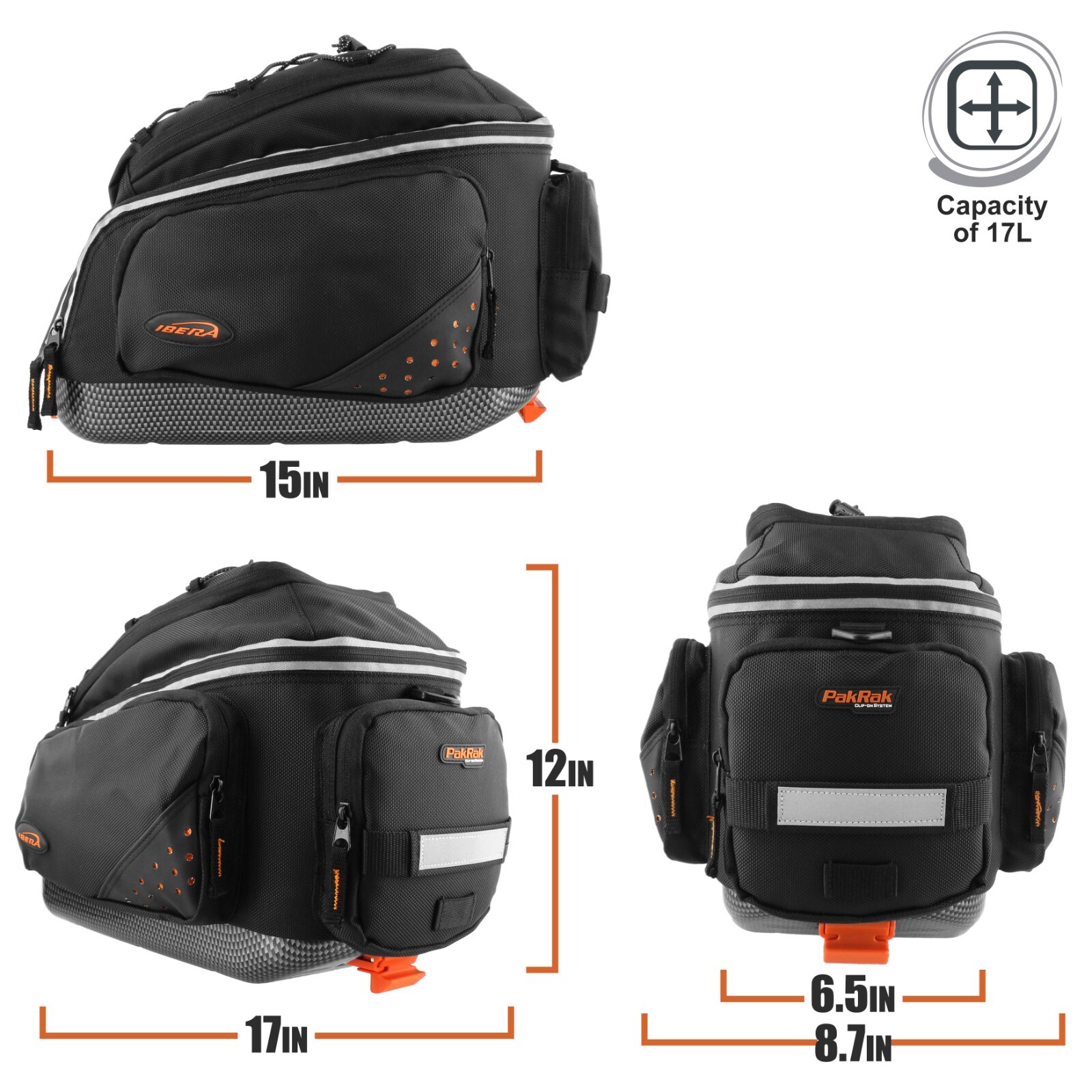 IBERA Bike Trunk Bag Rear Carrier Rack (Disc Brake Mount) QuickRelease