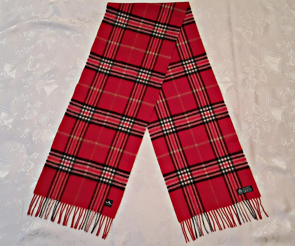 BUFANDA LARGA DE LANA DE CACHEMIR A CUADROS JAMMERS & LEUFGEN AUTÉNTICA DE COLECCIÓN PARA HOMBRE Foto 4 de 4