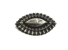 Antique Silver Victorian Etruscan Revival Brooch