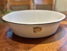 Rare Vintage LISK White Enamelware Black Rim Large Pan Basin Wash 17 Inch
