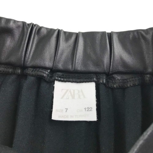 Zara skirt 6-7 year black faux leather pleated with thin waist band - Picture 6 of 9
