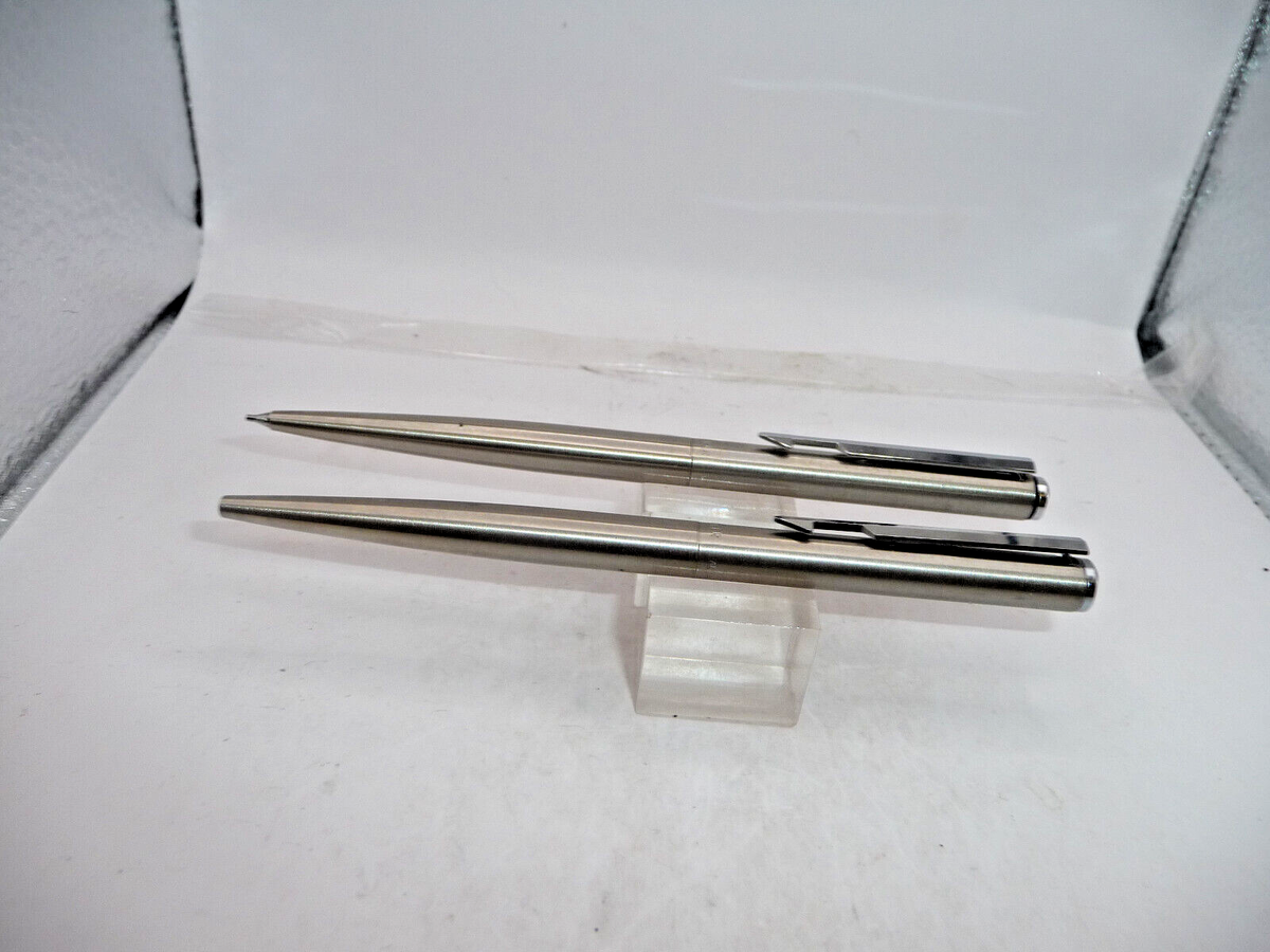 Parker Vintage 95 Stainless Steel Flighter Ball Pen and Pencil Set--Made in  USA