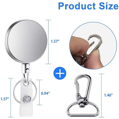 Heavy Duty Retractable Reel Badge Key Chain Belt Clip ID Card Holder Keychain UK - Picture 9 of 14